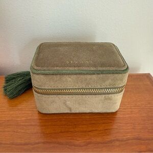 Sezane Green Cotton Velvet Jewelry Case
